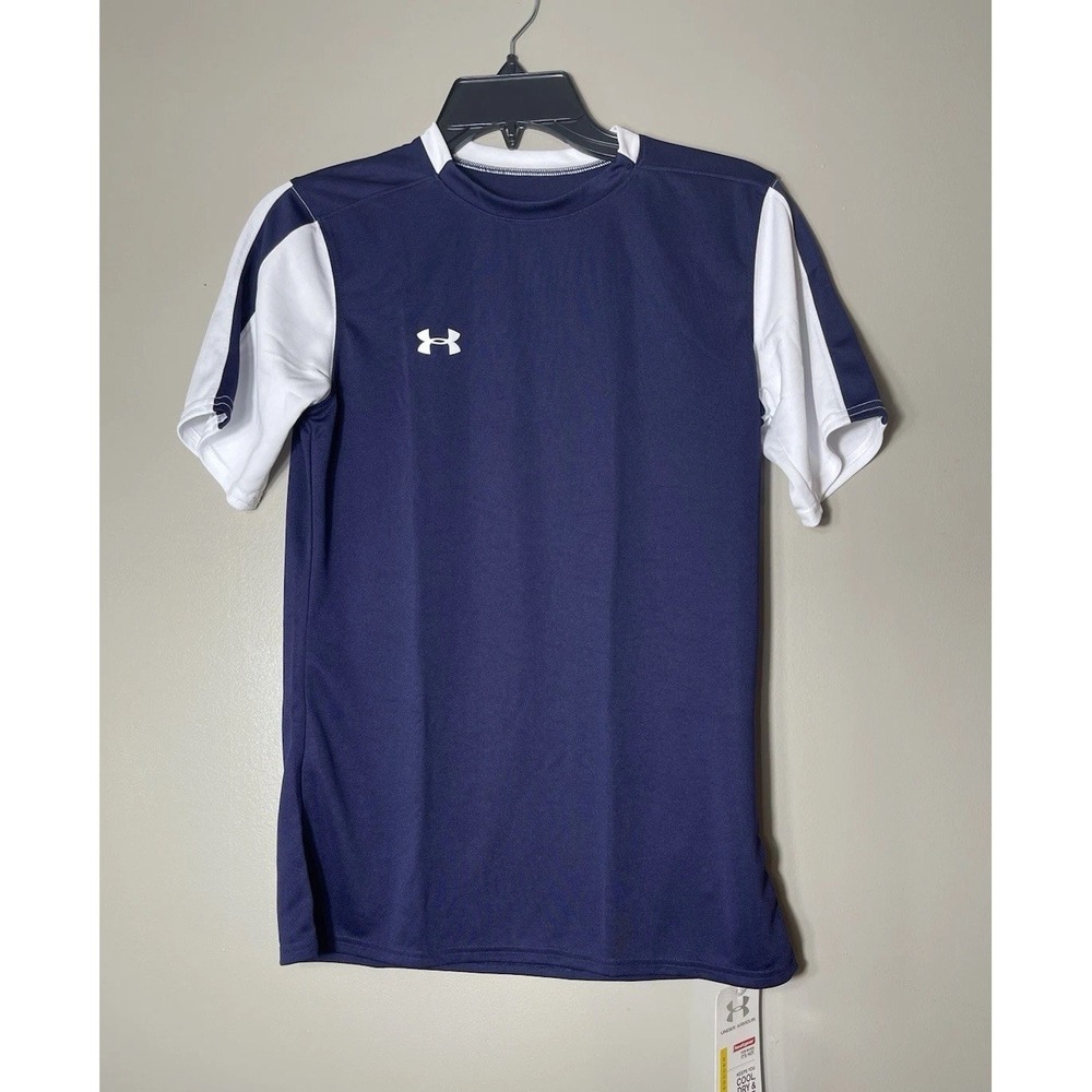 Under Armour Women's UA Soccer Heat Gear Fitted Soccer Jersey Navy / White Sz XL